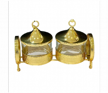 Express Delivery - Metal Candy Box with 2 Bowls Golden AQ1017G - ID 7144481