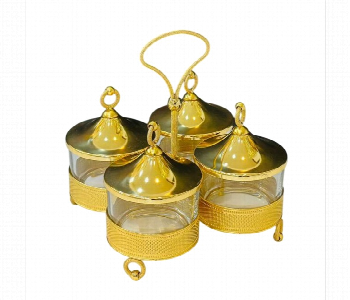 Express Delivery - Metal Candy Box with 4 Bowls Golden AQ1019 G - ID 7144485