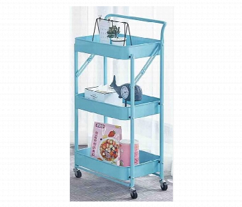 Express Delivery - 3 Layer Folding kitchen Trolley Metal Blue - ID 7144662