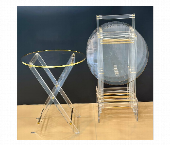 Express Delivery - Acrylic Tea Table Round 4PCS Set with Stand Golden AC039 - ID 7144670