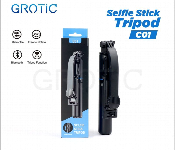 Express Delivery - GROTIC C01 Selfie Stick with Tripod  Bluetooth 360 Rotatable - ID 7145014