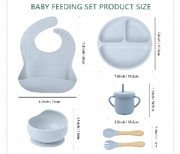 Express Delivery - Baby Dining Set Silicone Feeding Kit - ID 7145132