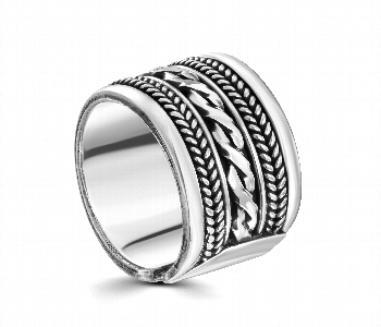 Express Delivery - Silver Oriental Arabic Wide Ring 7335 - ID 7145430