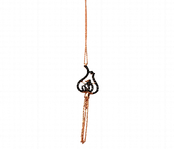 Express Delivery - Calligraphy Necklace Rose Gold Plated Black Stone 6188 - ID 7145451