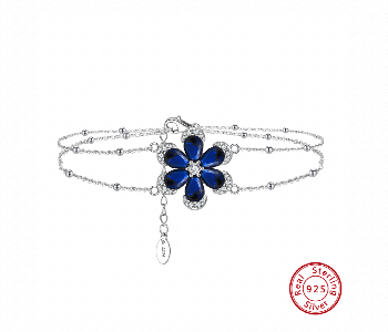 Express Delivery - Blue Bloom Sterling Silver Bracelet 3154 - ID 7145461