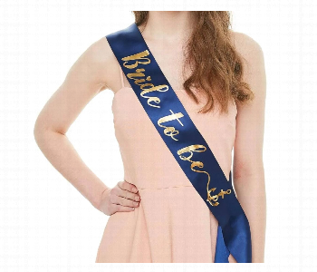Express Delivery - Navy Blue And Gold Bride To Be Sash - ID 7147373