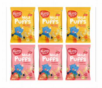 Express Delivery - Slurrp Farm Teething Puffs Combo  Mango Banana And Strawberry 6 X 15G - ID 7147400