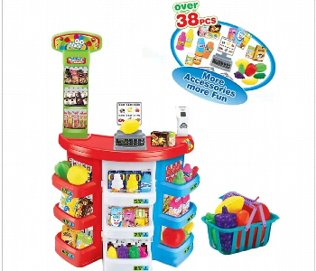 New Arrivals For 38 Pcs Cash Register Set Home Supermarket Toy Market Stall With Shopping Basket - ID 7147476