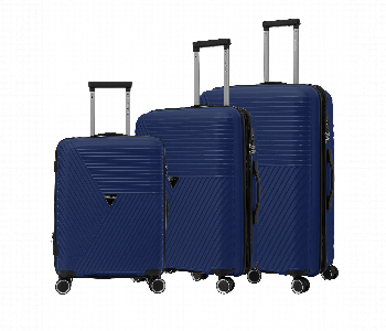 New Arrivals For Para John 3 Pcs 8 Wheels Pp Luggage Dark Blue - ID 7147546