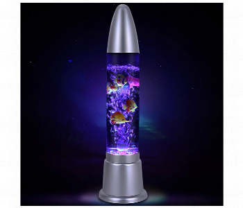 Aqua Bubble Lava Lamp Artificial Aquarium With Fish Rocket Lamp Shape Multi Color Changing 70Cm Light Front View - ID 7147554