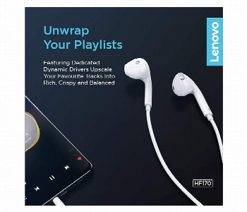 Lenovo 3.5Mm Half In Ear Wired Earphone Hf170 Front View - ID 7147671