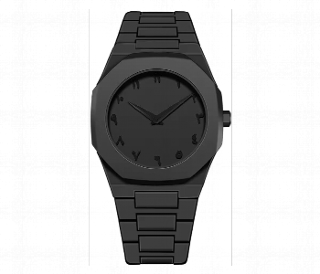 Express Delivery - Arabic Aura Wristwatch Black Matte Stainless Steel Band Analog Watch With Octagonal Case - ID 7147977