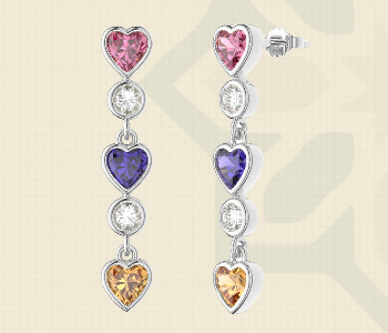 The Heart Fall Sterling Silver Earrings 4257 Front View - ID 7148002