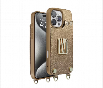 Levelo Serena Leather Case For Iphone 16 Pro Gold Front View - ID 7148057