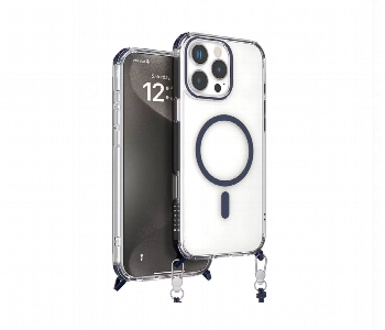 Levelo Celeste Magsafe Case With Crossbody Strap For Iphone 16 Pro Deep Blue Front View - ID 7148059