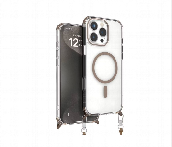 Levelo Celeste Magsafe Case With Crossbody Strap For Iphone 16 Pro Rose Gold Front View - ID 7148063
