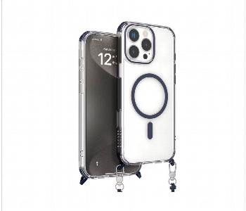 Levelo Celeste Magsafe Case With Crossbody Strap For Iphone 16 Pro Max Deep Blue Front View - ID 7148066