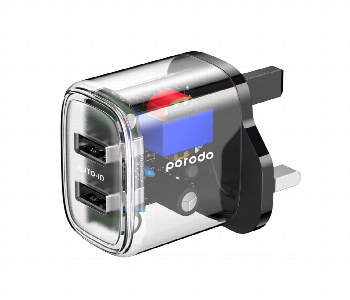 Express Delivery - Porodo Dual Output Transparent Charger 2.4A Uk Black - ID 7148353