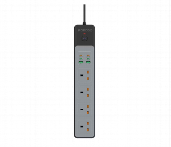 Porodo 4 Ac Power Socket Black Front View - ID 7148490