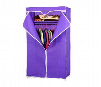 Quality Portable Fabric Wardrobe Closet  Purple Front View - ID 7148592