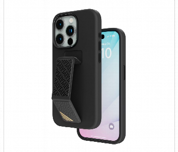 Levelo Morphix Silicone Case With Leather Grip For Iphone 15 Pro  Black Front View - ID 7148603