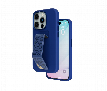 Levelo Morphix Silicone Case With Leather Grip For Iphone 15 Pro Max Deep Blue Front View - ID 7148637