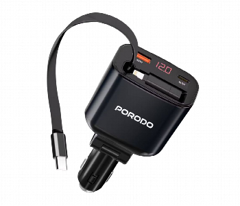 New Arrivals For Porodo 105W Car Charger With Retractable Cable And Digital Display - ID 7148667