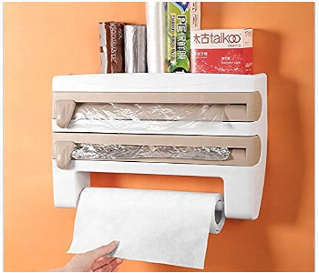 New Arrivals For Triple Paper Dispenser Wall Mount Kitchen Wrap Organizer With Cutter For Foil Cling Film And Paper Towel Holder - ID 7148843