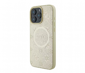 Guess Magsafe Saffiano Pu Hard Case For Iphone 16 Pro Gold Front View - ID 7148863
