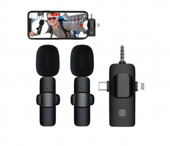3 In 1 Mini Double Wireless Microphone Front View - ID 7148894