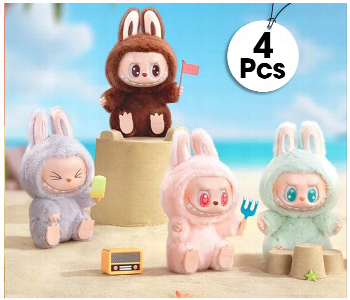 Bundle Of 4 Pcs Labubu Energy Monster Blind Box Vinyl Keychains Surprise Random Collectible Set Front View - ID 7149307