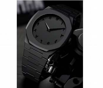 Express Delivery - Arabic Aura Luxury Mens Watch Black Matte Stainless Steel Band Quartz Analog Wristwatch With Octagonal Case - ID 7149352