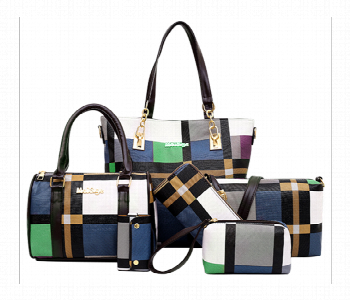 Express Delivery - Pu Leather 6 Pcs Check Pattern Composite Shoulder Crossbody Bag For Women Blue And Green - ID 7149526