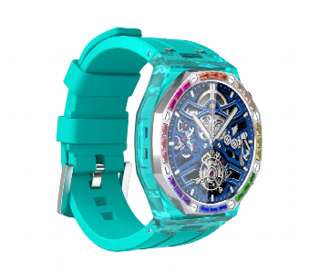 Porodo Transparent Cristallo Ap Smart Watch Blue Front View - ID 7149999