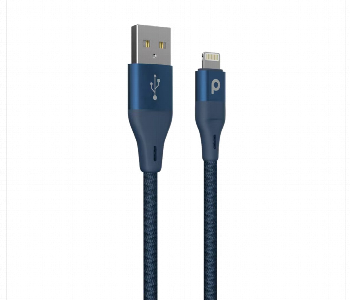 Express Delivery - Porodo Aluminum Braided Lightning Cable 1.2M 2.4A Blue - ID 7150150