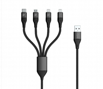 Express Delivery - Porodo 4 In 1 Aluminum Braided Cable 1.2M 2.4A - ID 7150154