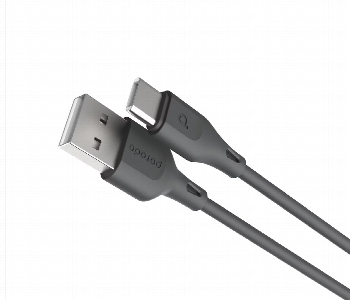 Porodo Pvc Type C Cable 2M 3A Black Front View - ID 7150323