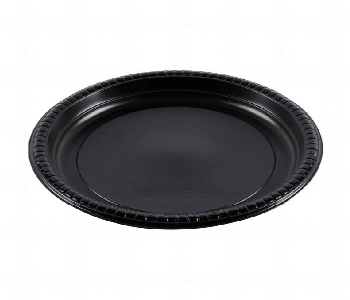 Q Pac Plastic Round Plate  Black 1X500 Pieces   Prp26Cmblck Front View - ID 7150454