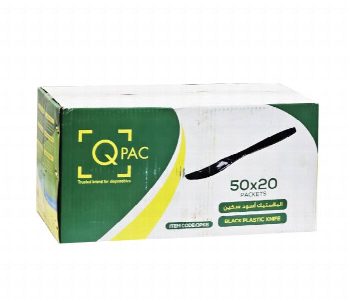 Q Pac Plastic Knife Black Md 1X1000 Pieces    Psblackknifemd Front View - ID 7150491