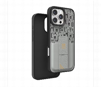 Express Delivery - Levelo Morphix Gripstand Case With Cardholder For Iphone 16 Pro Grey - ID 7150586