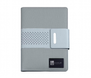 Express Delivery - Levelo Techbook Notebook Leather Cover With Built In Powerbank 8000Mah  Gray - ID 7150595