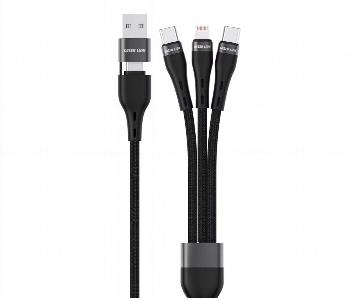 Express Delivery - Green Lion 3 In 2 Braided Fast Charging Cable 60W 1.2M Black - ID 7150976