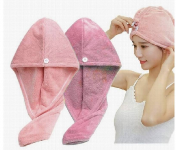 Express Delivery - Hair Wrap Microfibre Towel  Set Of 2 Pieces  Pink - ID 7151120
