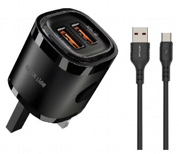 Express Delivery - Green Lion Dual Usb Mini Wall Charger With Usb A To Type C Cable 1M Uk - ID 7151155