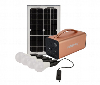 Express Delivery - Geepas Gps51087 Rechargeable Power Station With 7500Mah Rechargeable Lithium Battery And 10W Solar Panel - ID 7151636