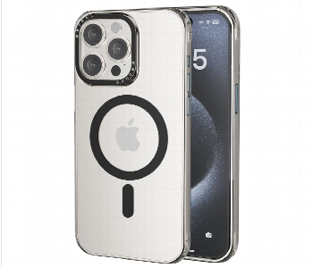 Express Delivery - Mezone Clear Magnetic Case Iphone 15 Pro  Black - ID 7151678