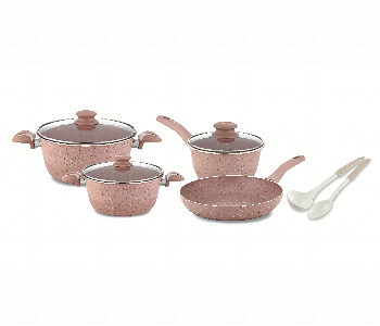 New Arrivals For Avci Home Maker G S9 Vega Pn Vega 9 Pieces Granite Pink Cookware Set - ID 7152266