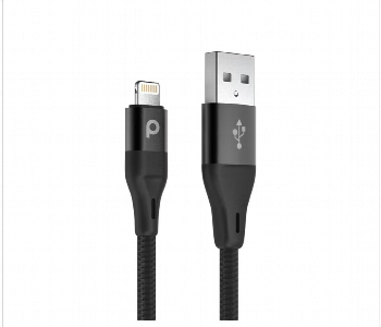 Express Delivery - Porodo Braided Usb A To Lightning Cable 2.4A 1.2M Black - ID 7152548