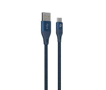 Express Delivery - Porodo Braided Usb A To Type C 3A 1.2M Blue - ID 7152549