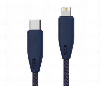 Powerology Braided Usb C To Lightning Cable 1.2M Or 4Ft Blue Front View - ID 7152788